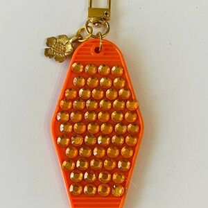 Orange Rhinestone Motel Keychain
